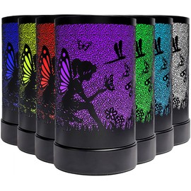 Puddle of Wax - 18cm LED 7 Colour Changing Electric Wax Burner for Wax Melts & Essential Oils - Stylish Fairy Design - Metal Case & Glass Dish - UK Plug - Available in Black or White (Black)