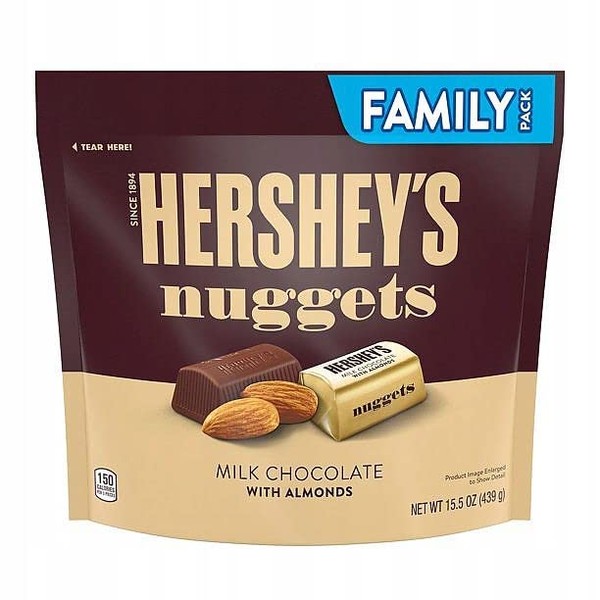 HERSHEY'S Nuggets Extra Creamy Chocolate With Almonds 439g (American Product)