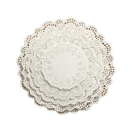 120 PCS White Paper Doilies,4.5, 5.5 6.5 8.5 10.5 and 12 inch Lace Doilies for Tables, Round Disposable Paper Placemats for Dessert Tray Food Table Decor Wedding