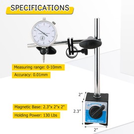 Acymner Dial Indicator with Magnetic Base Holder | 130lbs Magnetic Base with Fine Adjustment and Metric Dial Test Indicator with 0.01mm Precision,0-10mm Measuring Range