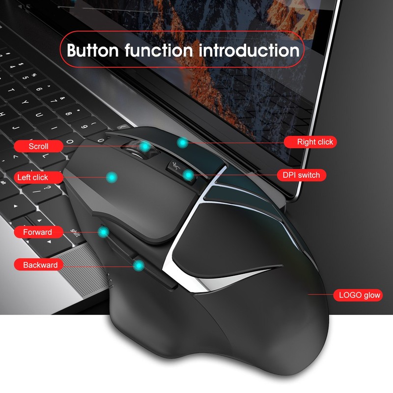 HXSJ Wireless Mouse 2.4G Rechargeable Gaming Backlit PC Laptop Desktop