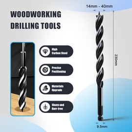 1-1/2" x 9" Auger Drill Bit for Wood,Hex Shank Tri Flute Wood Drill Bit for Soft and Hard Wood,Plastic,Drywall and Composite Materials