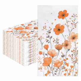 HEIPINIUYE 50 Pieces 3-ply Fall Floral Paper Napkins Autumn Flower Guest Napkins Disposable Hand Towels for Bathroom Wedding Birthday Thanksgiving Party Dinner Napkins