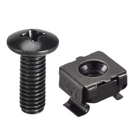 sourcing map M6 x 19mm Cage Nuts and Screws Carbon Steel for Rack Mount Server Shelve Cabinet Set of 10