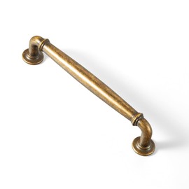 Goo-Ki 5.04 Inch c-c Antique Brass Cabinet Handle Drawer Pulls Zinc Alloy Kitchen Hardware - 6 Pack Vintage Retro Brass Bar Pull Handles for Cupboard