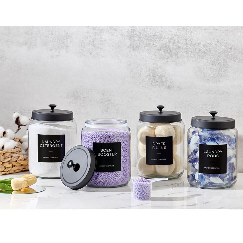 Glass Jars Laundry Containers with Lid, 0.5 Gallon Laundry Organization