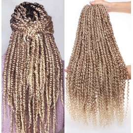 Leeven 8 Packs 22 Inch Pre-twisted Passion Twist Hair Ombre Color Synthetic Bohemian Crochet Braids 12 Strands/Pack Pre Twisted Water Wave Passion Twists Crochet Hair Extension for Woman T27613#