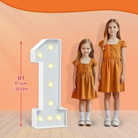HITINO 3FT Marquee Numbers, Light Up Numbers 1 for 1st 16th Birthday Balloons Backdrop Decorations, Large Mosaic Numbers Letters for Party Baby Shower Anniversary Decorations Wedding Decor