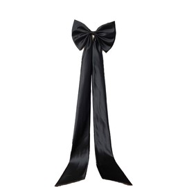 saqulopr 59" Long Bow for Wedding Dress Decoration Detachable Satin Bowknot White Black, White, One-size-fit-all