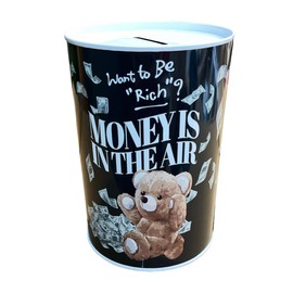 BLUECHOLON Original Money Box with Style and Message Large Piggy Bank for Adults Money Box Tin Gift XL Piggy Bank (12x9, Bear Money is in The Air)