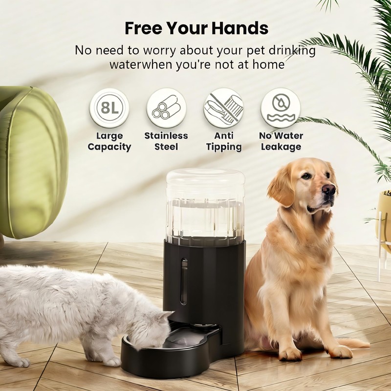 CZPET Dog Water Bowl Dispenser, 8L Automatic Dog and Cat