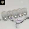 Hologram powder handmade nail tips - Short Round Square /