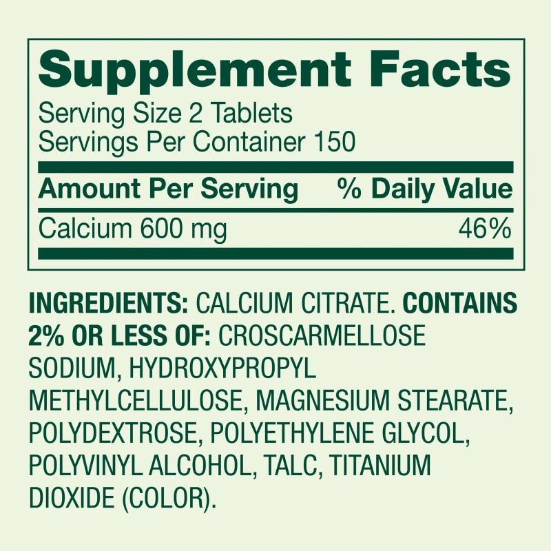 Spring Valley Calcium Citrate 600 mg, Bone Health Supplement, 300
