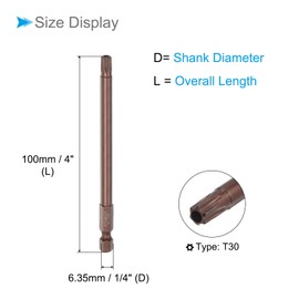 CoCud Magnetic Torx Screwdriver Bit, T30 4" Length 1/4" Hex Shank, S2 Steel Star 6 Point Drill Driver Tamper Proof - (Applications: for Auto Repair), 2-Pieces