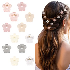 Wanciler Small Flower Hair Claw Clips For Women, 12Pcs Mini Claw Clips Tiny Hair Clips Cute Hair Accessories for Women