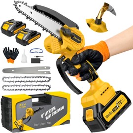Brushless Mini Chainsaw Cordless, 6 Inch Portable Electric Chainsaw, Handheld Chain Saw for Tree Trimming, Wood Cutting, Battery Powered Hand Saw, Tools for Courtyard, Household, Garden, Gifts for Men