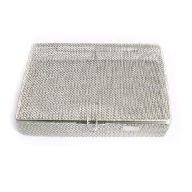 OdontoMed2011 Instrument Tray and Mesh Perforated Baskets Sterilization Tray 9" X 6.25" X 1.5" with Lid Stainless Steel, OD2011-DN-313