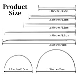 Pack of 14 Leather Needles Saddle Yarn Leather Needles C Curved Needles Multiple Styles Sewing Needles Leather Sewing Thread Hand Stitch Tools for Purses Backpacks Shoes Upholstery Carpet Canvas