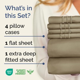 CGK Unlimited Extra Deep King Sheet Set - 6 Piece Breathable & Cooling Sheets - Hotel Luxury Bedding Set w/18-24 Inch Extra Deep Pockets - Easy & Secure Fit - Super Soft, Wrinkle Free and Comfy - Khaki, King Size