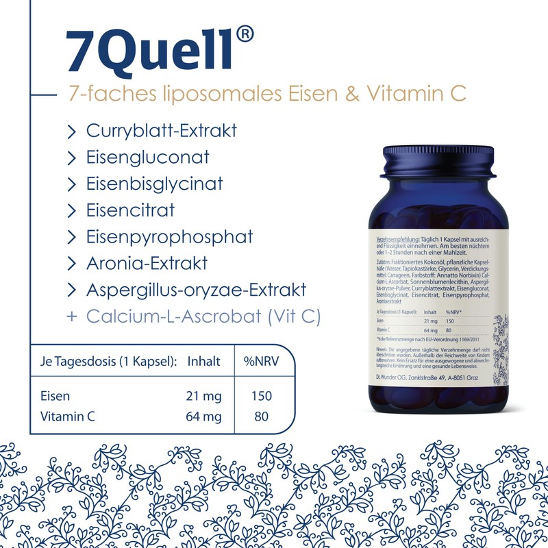 Dr. Wunder® Liposomal Iron 21 mg: 45 Vegan Soft Capsules