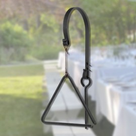 Wrought Iron 9'' Triangle Dinner Bell with Hanger & Call Striker Ringer for Home, Barn, School, Church, Playground, Chuck Wagon Decor