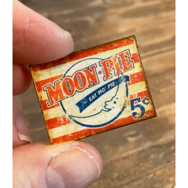 The Happy Little Home Miniature Dollhouse MOON PIE antique advertising sign "EAT MO PIE!" 1:12