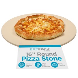 BIRDROCK HOME Pizza Stone for Oven and Grill | 16" Cordierite Baking Stone for Cooking, Bread, Pie, BBQ | Indoor - Outdoor | Grill, Smoker, Toaster Use | Ceramic Sheet for Crispy Crust (Round)