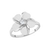 Claddagh Gold Exotic Sterling Silver Solitaire CZ Hawaiian Plumeria Flower