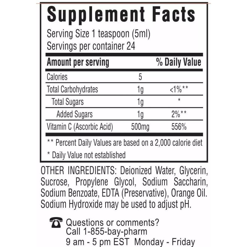 BProtected 3 Pack Liquid Vitamin C 500mg/5ml Dietary Supplement 4oz.