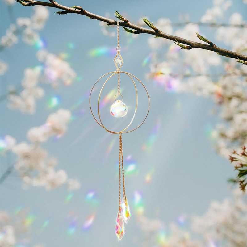 Alovez Sun Catcher Crystal Hanging Wind Chime Rainbow Crystals Pendant