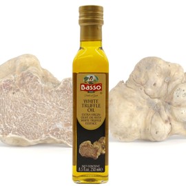 BASSO 1904 Black & White Truffle Oil Set – 2 Bottles x 8.5 fl oz (250ml) – High-Concentration Italian Extra Virgin Olive Oil with Real Black Winter & White Alba Truffles – Gourmet Finishing Oil for Pasta, Risotto & Pizza – Imported from Italy