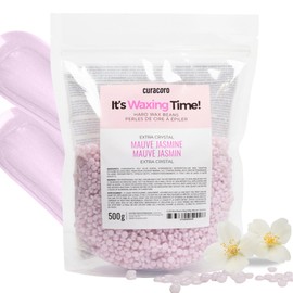 Curacoro Italian Wax Beans - 500g Hard Wax Beads for Full Body Hair Removal on Face, Body, Brazilian, Bikini, Legs, Underarms, Skin-Sensitive Waxing Bead for Women & Men, Made in Italy (Mauve Jasmine)