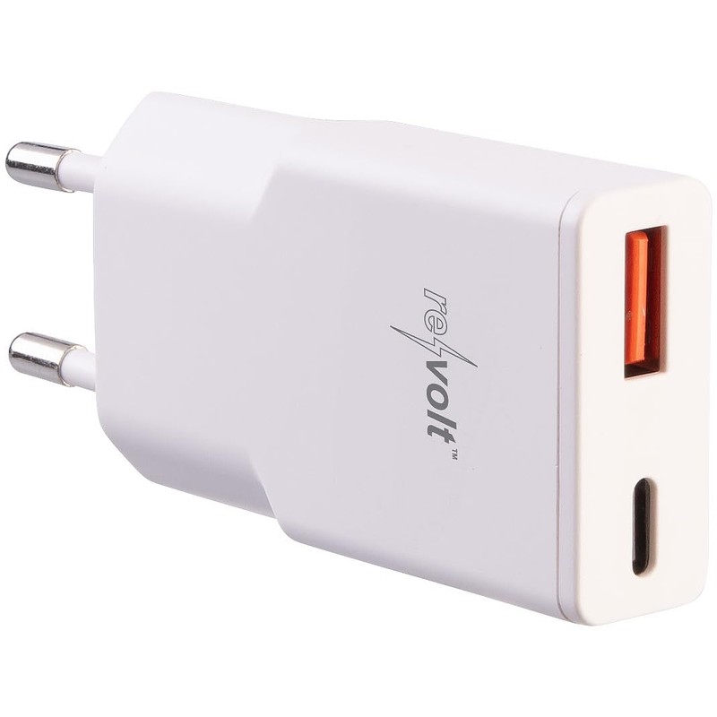revolt Set of 2 Ultra Compact USB A/C Power Supplies,