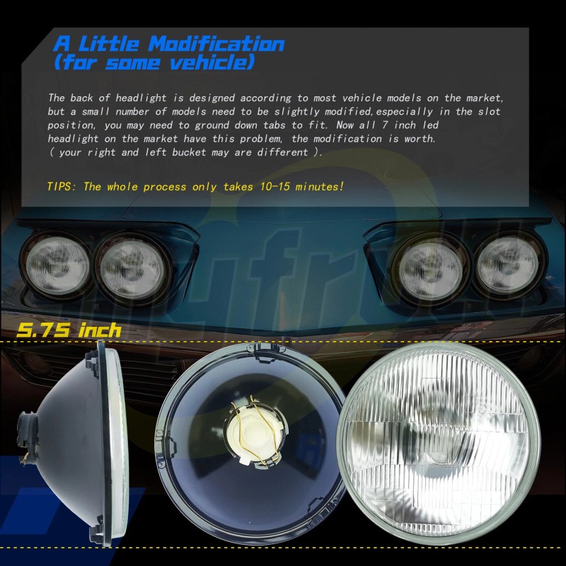 SHYFRULT 4Pcs 5.75" 5 3/4" LED Headlights Hi-Lo Sealed Beam