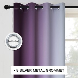 COSVIYA Curtains & Drapes Ombre Purple Gradient Drape 63 inch Long 1 Panel,Grommet Room Darkening Light Blocking Insulated Thermal Window Treatments for Bedroom/Living Room,52x63 inches