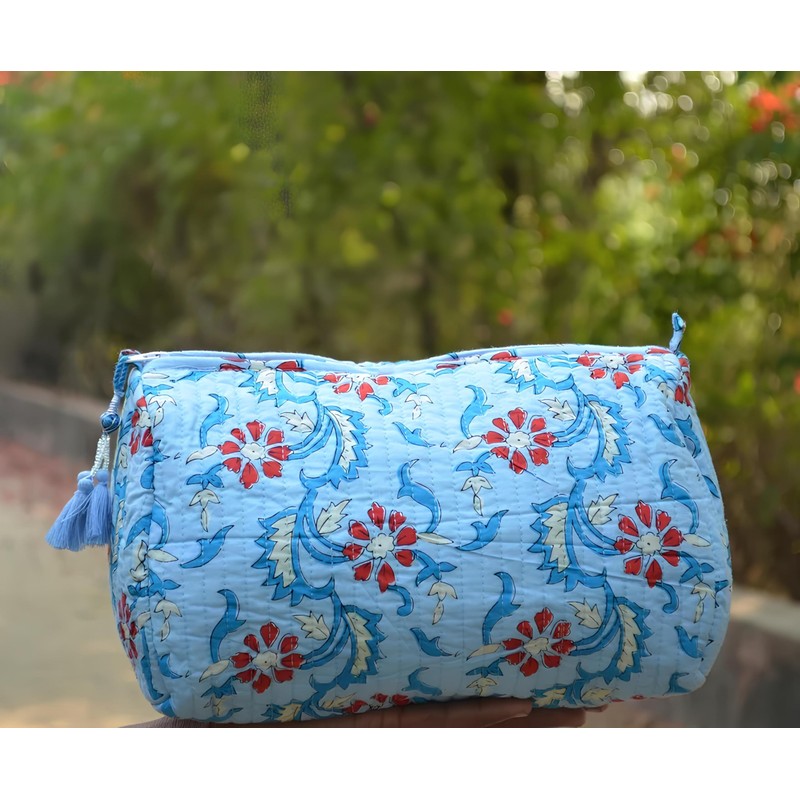 INDACORIFY Bolsas de aseo cosméticas con estampado de bloques de