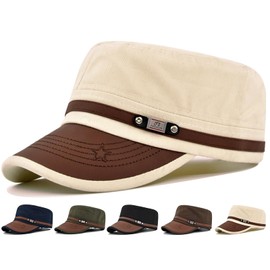 Initlove Military Hat Cadet Army Cap Flat Top Hats for Men Women Khaki