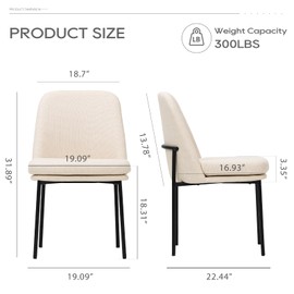 COLAMY Modern Dining Chairs Set of 2, Fabric Upholstered Dining Room Chairs Dinner Chair Stylish Kitchen Chairs with Curved Back and Metal Legs, Beige