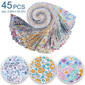 45PCS Fabric Jelly Rolls, Jelly Roll Fabric Strips for Quilting, Patchwork Craft Cotton Quilting Fabric, Quilting Fabric, Plain Weave Cotton Fabric (Light Color Series)