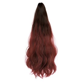 TefuRe M056 Hair Extensions, Quick Detach, Ponytail, Wig, Wave Dark Brown x C Red,