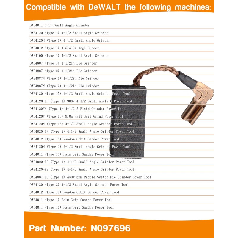 4 Pcs Carbon Motor Brush Compatible with DeWalt DWE4120 /