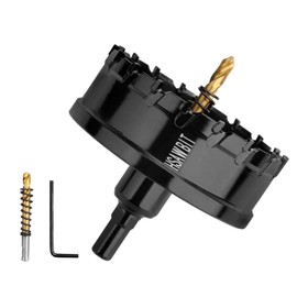 HSAWBIT 50 mm drill metal, TCT carbide drill bit, black for holes in stainless steel, iron, wood, plastic