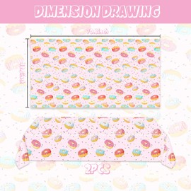 Egami 2pcs Donut Party Tablecloth for Dessert Time Party Supplies Decoration 87 inches x 51 inches for Donut Birthday Party Supplies (5)