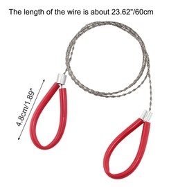 Rierdge 2 Pcs PVC Pipe Cable Saw Stainless Steel Wire Saw for Hiking Camping Hunting, Red & Black, 23.62 Inch