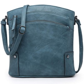 VONMAY - Bolsos cruzados para mujer, bolsos de mano con múltiples bolsillos, Azul, L