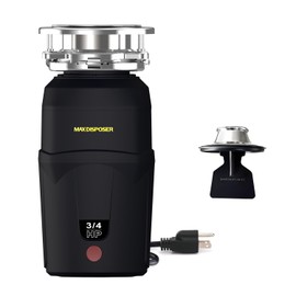 A600 Garbage Disposal 3/4 HP for Kitchen Sink, Food Waste Disposer Fast Continuous Feed Stainless Steel Grind, Quiet, Ease Install, With Power Cord, Powerful Drainage Compact Design 0.75 Horsepower