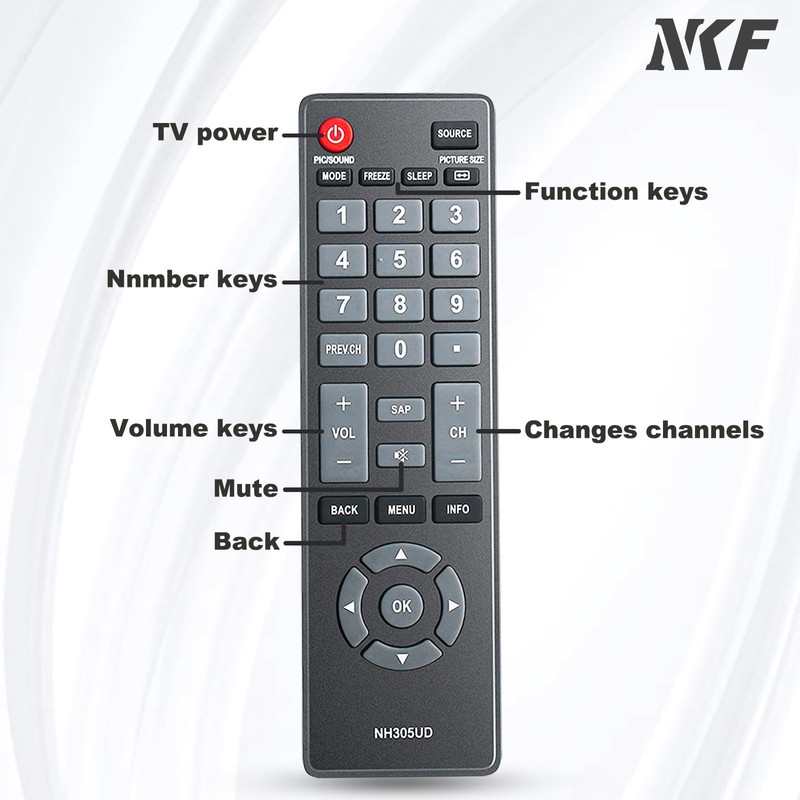 NH305UD Remote Control for Emerson TV Remote Replacement NH310UP NH301UD,