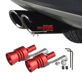 2PCS Car Turbo Whistle, XL Size Aluminum Alloy Universal Turbo Sound Exhaust Muffler Pipe Whistle Car Roar Make (XL, Red)