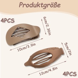 8 Stück Flache Haarklammern für Frauen – Haarklammer Flach für dickes und dünnes Haar, Haarspangen Damen, Matte Flat Claw Clip mit Starkem Halt, ideal für lockiges und Styling, für Mädchen Frauen