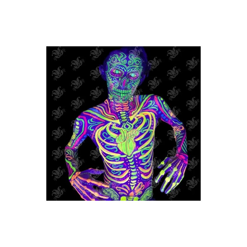 Kit Maquillaje Neón Pintura Crayón Fluorescente Glow Luz Uv